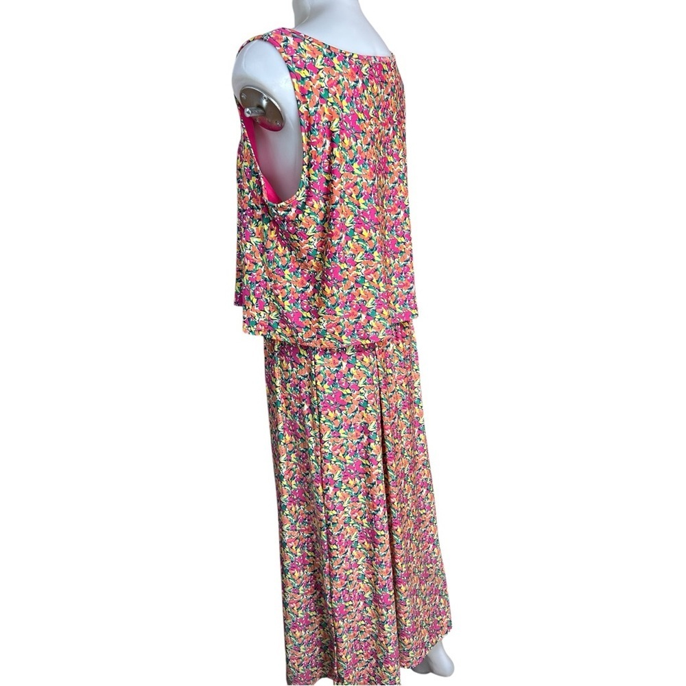 Sabrina Lauren Floral Maxi Dress XL Pink Multicolor Cold Shoulder Boho - Picture 8 of 10